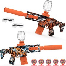 2 Pack Gel Ball Blaster Automatic Electric Splatter Ball Toy 10 Rounds Per