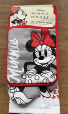 Disney MINNIE MOUSE 3PC Kitchen Set; Towel, Oven Mitt, Pot Holder. Unused.