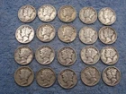 20 SILVER MERCURY DIMES WITH DATES   lot d