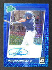 ⚾ JASSON DOMINGUEZ - 2021 Donruss Optic BLUE MOJO PRIZM AUTO RC #'d 50/50 - 1/1