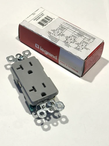 Pass & Seymour Legrand TR26352 Decorator Recep, Tamper Resistant 20A-125V Gray