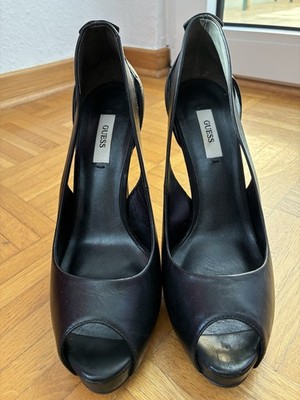 Guess Peeptoe Plateau High Heels/Pumps Gr. 38 in Schwarz, super Zustand