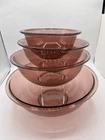 Set Of 4 Vtg Pyrex Cranberry - Purple Nesting Mixing Bowls #322 323 325 326