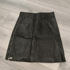 Bikers Gearbox Genuine Real Leather Double Side Zip Skirt XS 4-6 Lined