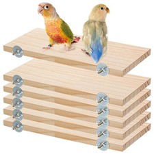 6 Pack Bird Perch Stand, Parrot Wood Platform 12.3 6.1 Inch Rectangle Wood Bi...