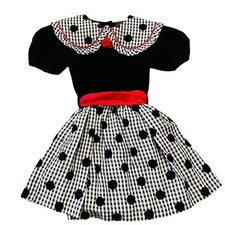 Vintage Girls Atlanta Black White Red Polka Dots Rose Formal Dress 5T