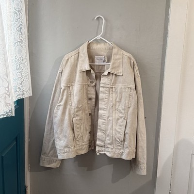 Calvin Klein Men s Sz XL White Jean Jacket Boxy Casual