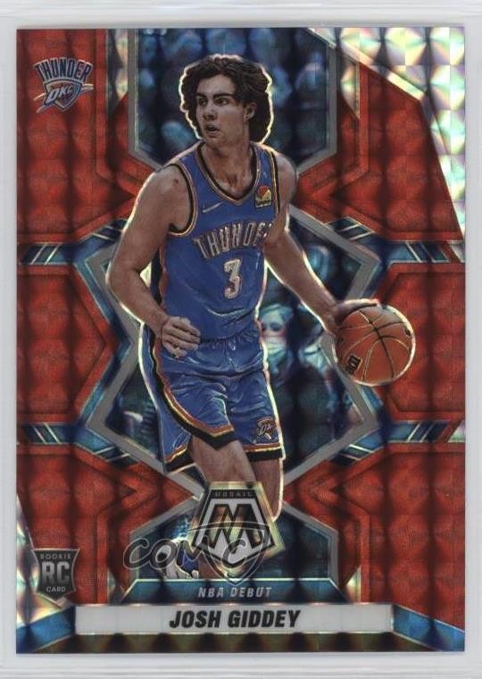 2021-22 Panini Mosaic NBA Debut Red Prizm Josh Giddey #265 Rookie RC 04cw