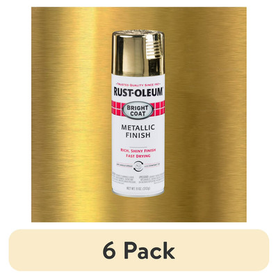 (6 pack) Gold, Rust-Oleum Stops Rust Bright Coat Metallic Spray Paint-7710830