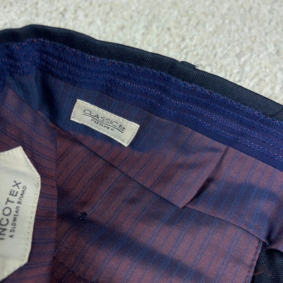 Incotex Pants Mens 34 Blue Wool Trousers Office Career Chino Formal 34x32 - Image 4 of 4