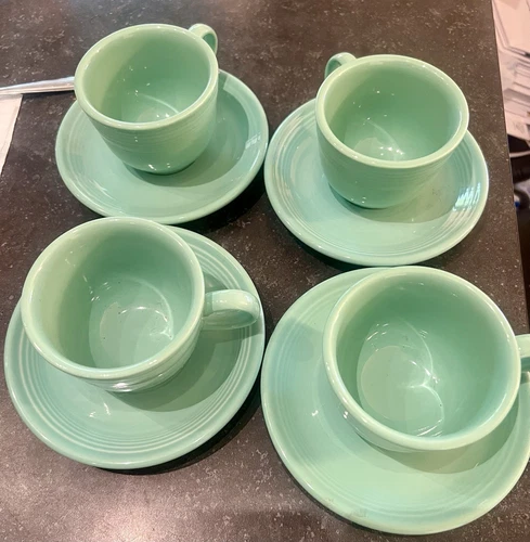 Fiesta Cup And Saucer Set of 4  Green 8oz lead free Mint