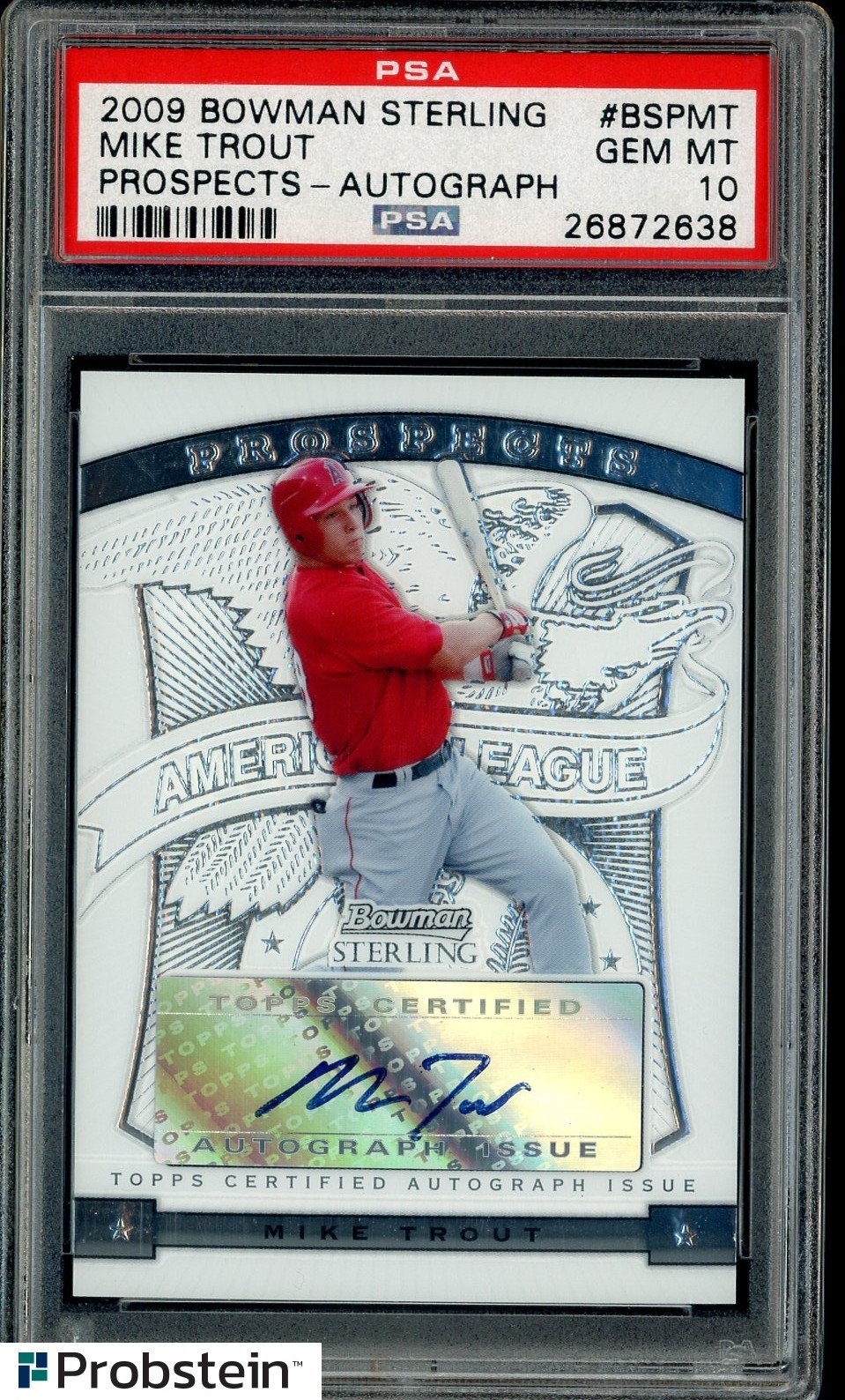 2009 Bowman Sterling Prospects Mike Trout Angels RC Rookie AUTO PSA 10 GEM MINT view 1