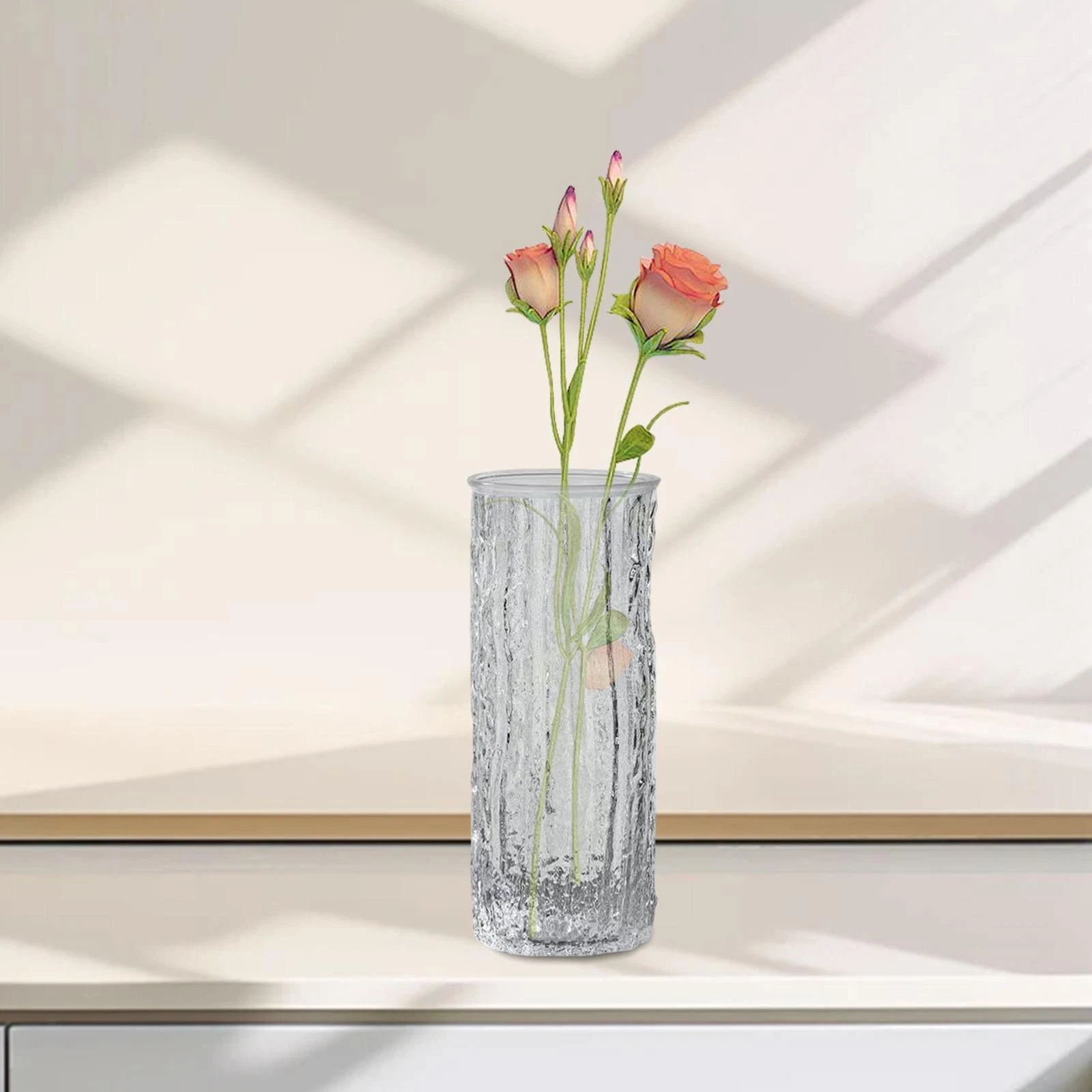 Clear Glass Vase Indoor Plants Floral Arrangement Ornament for Desktop
