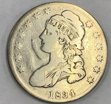 1834 Capped Bust Silver Half Dollar Early US Silver Coin