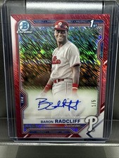 BARON RADCLIFF 2021 BOWMAN CHROME 1ST RED SHIMMER AUTO /5 PHILLIES
