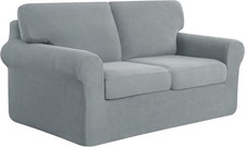 subrtex 5-Piece Stretch Sofa Slipcover Set, Modern Checkered Light Gray Fabric,