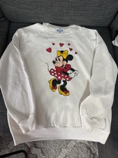 Vintage 80s Walt Disney Minnie Mouse Classic Hearts Crewneck Sweatshirt Size M