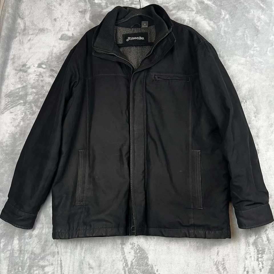 Chaqueta de bombardero para hombre XL abrigo negro aviador clásico forrado St John Bays Foto 3 de 4