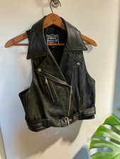 Vintage Black Leather Vest large