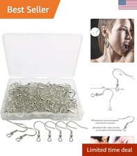 120pcs Earring Hooks with Ball and Coil, Hypo Allergenic Plated Silver Ear Wi...