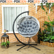 Hanging Egg Chair Swing w/ Stand Folding Basket Indoor/Outdoor Lounge Seat