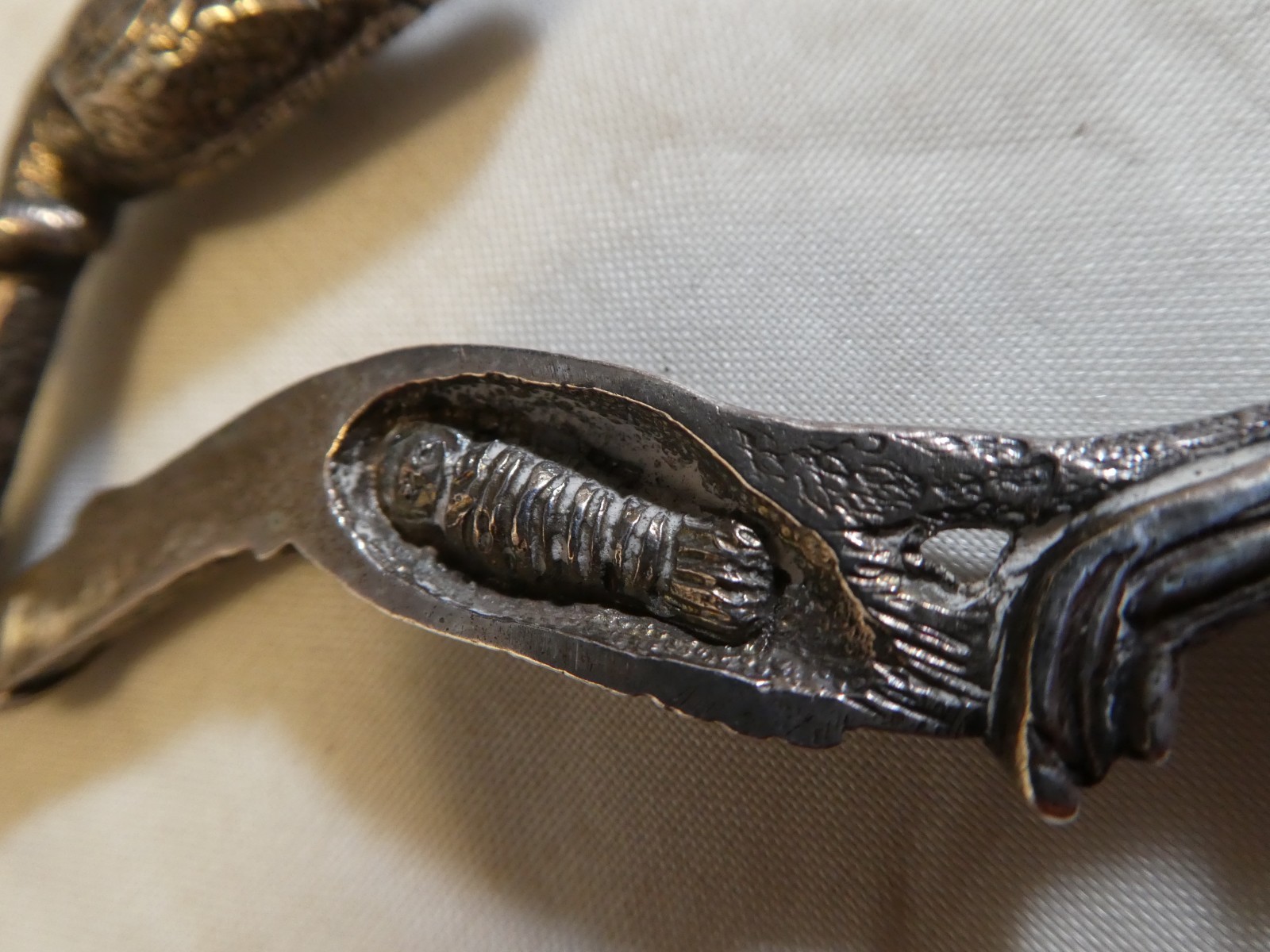 ANTIQUE 1800s SILVER STORK SCISSORS MEDICAL MIDWIFE CLAMP HIDDEN BABY