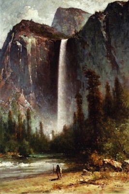 Thomas Hill Ahwahneechee Piute Indian at Bridal Veil Fall 1908 17''x22'' Art Print