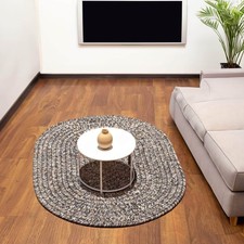 Gray Washable Braided Farmhouse Rug - Indoor Outdoor - Reversible - Made in USA