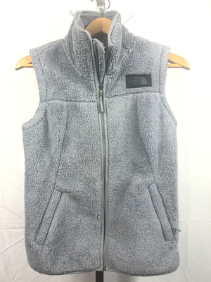 Women's The North Face Faux Fur Vest Jacket Gray Plush Deep Pile Small