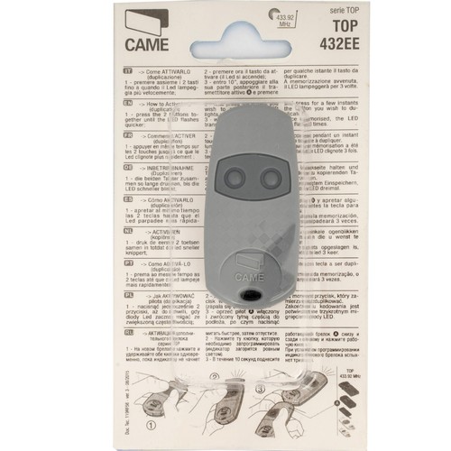 Came Automation TOP-432 EE Grey 2 Button 433.92MHz Gate Remote Control - Picture 6 of 11