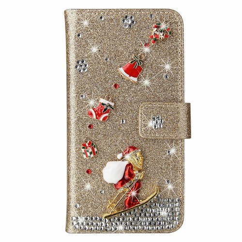 Santa Diamond Wallet Phone Case For iPhone 16 15 14 13 12 11 Pro Max XR 7 8 SE - 第 16/18 張圖片