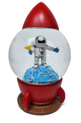 Spaceship with Astronaut Snow Globe 8'' Collectible Rocket Decor