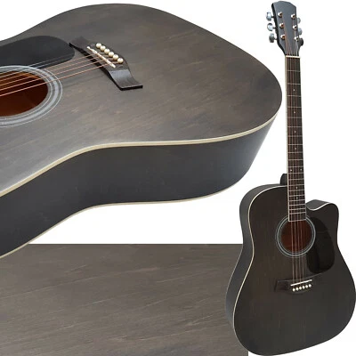 4/4 WESTERNGITARRE 41" RETRO GRAU OFFENPORIG MATT - AKUSTIK GITARRE DARK - CW41