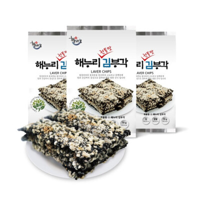 Korean Trad Snack Kim Bu gak Fried Seaweed with Sticky Rice Crispy Laver Chips
