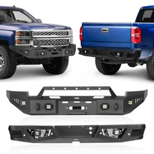 Fit 2014-2015 Chevy Silverado 1500 Front & Rear Bumper W/winch Plate & Led Light