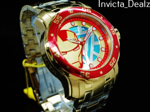 Invicta Mens 48mm Pro Diver SCUBA Marvel IRON MAN Limited Ed Red/Gold Tone Watch - 第 3/9 張圖片