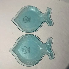 DASH OF THAT AQUA FISH SHAPE PLATE Set Of      9x7