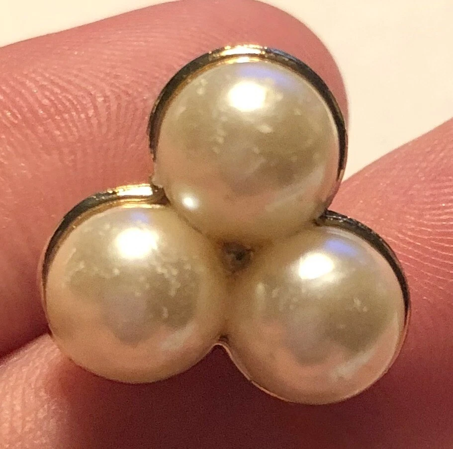 8 Gold Tone Plastic & Faux Pearl Plastic Shank Buttons 11/16" 17.5mm 10063 - Image 2 of 3