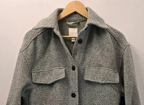 H&M Oversized Pockets Boucle Shacket Jacket Size 8 10 12 Green - Picture 3 of 16