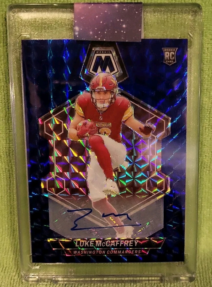 2024 Panini Mosaic - Luke McCaffrey - Blue Rookie Auto #376 RC 92/99