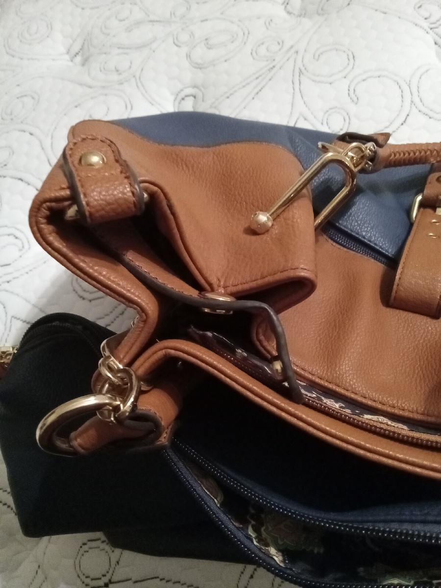 Black Rivet Navy Blue And Tan Purse | eBay display picture 1