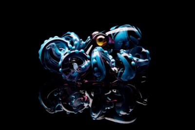 The Purple turquoise Kraken Collectible Wearable Boro Glass Octopus Necklace
