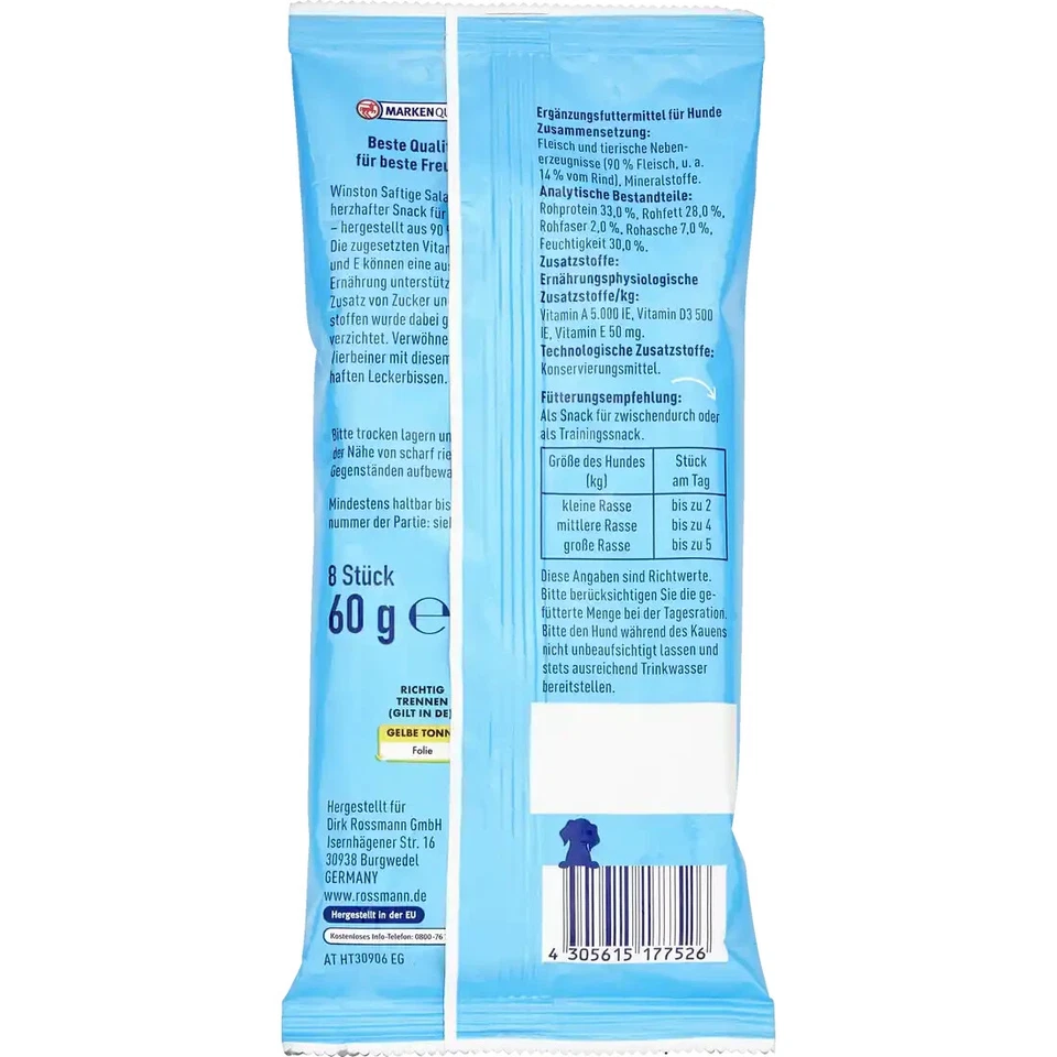 6 x 60 g | Winston 8 x Saftige Salami reich an Rind ohne Getreidezusatz - Bild 3 von 3