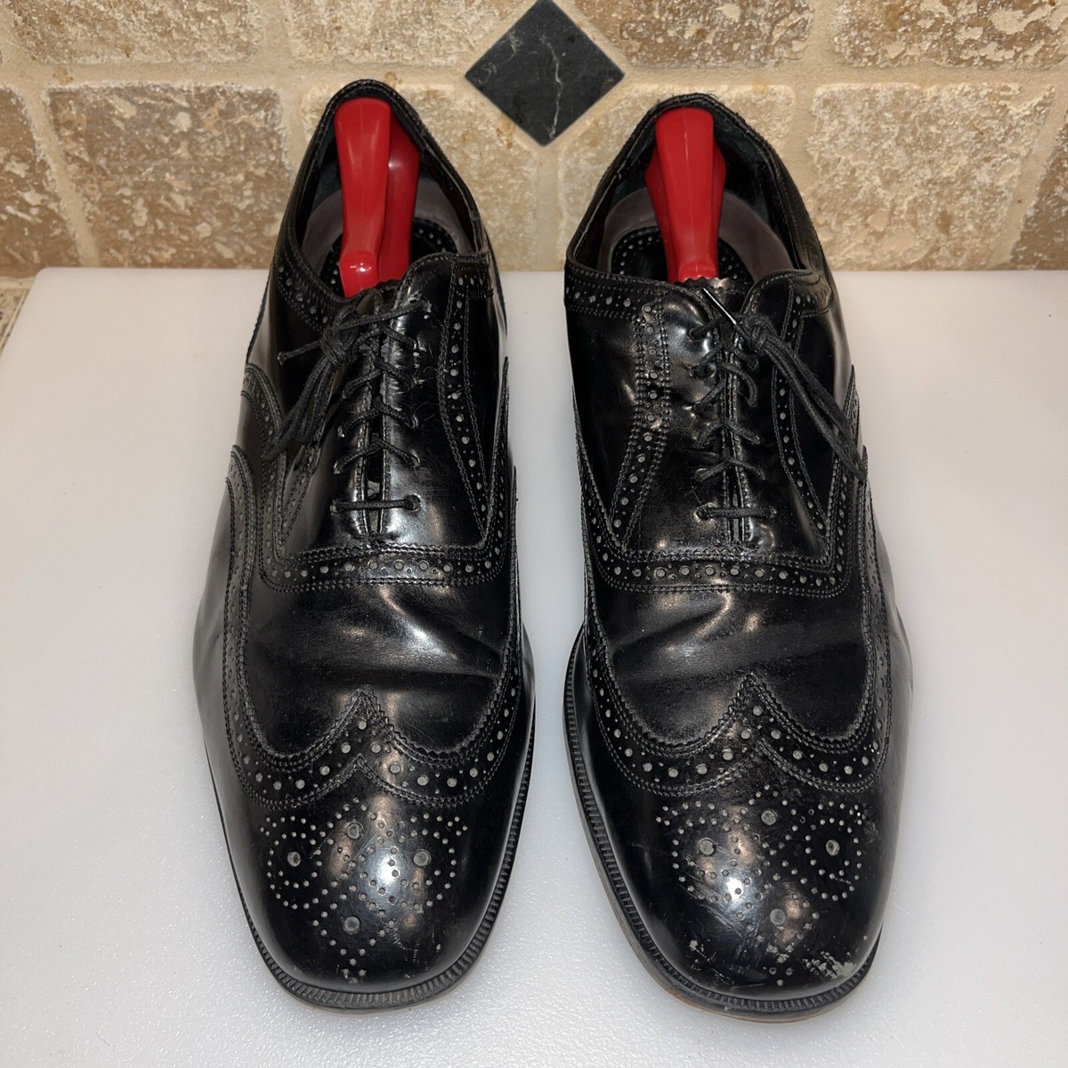 Florsheim Men 13 D US Lexington Wing Tip Oxfords Dress Shoes Black 17066 01