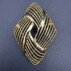 Vintage Monet Brooch Pin Gold Tone Diamond Shape Textured Costume Jewelry Signed