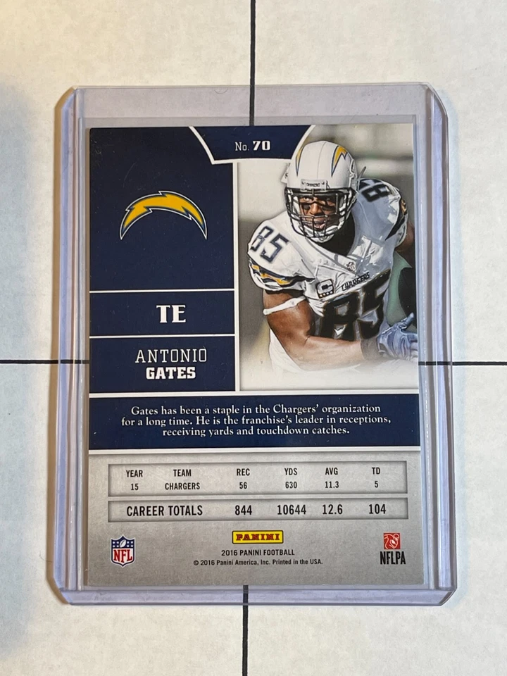 Antonio Gates 2016 Panini Chivalry Blue Foil SP #ed /199 Chargers #70 - Image 2 of 2