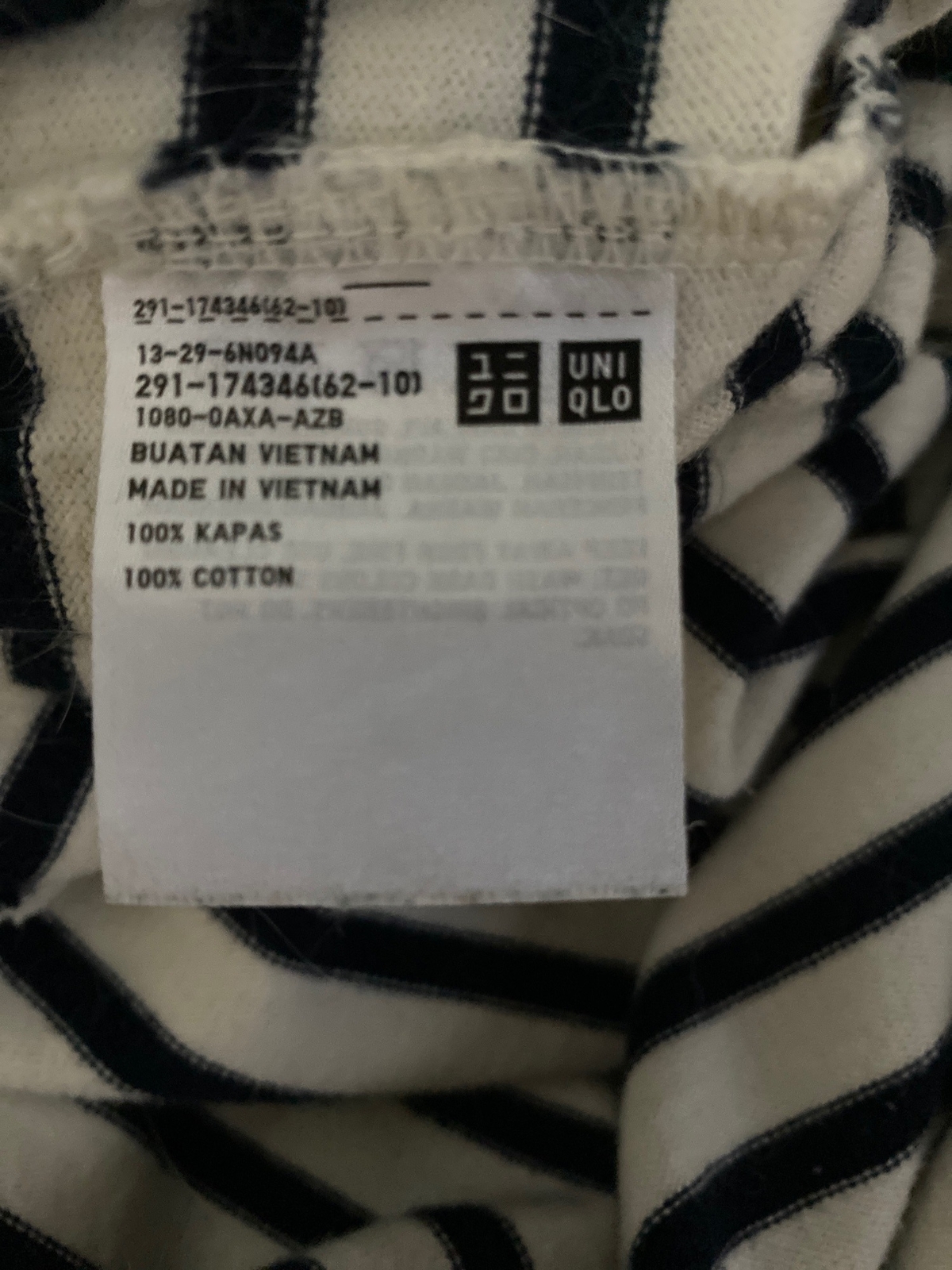 UNI QLO Shift Dress S Cream Navy Blue Stripes Heavy Tee Shirt Style Pockets Cute thumbnail 6