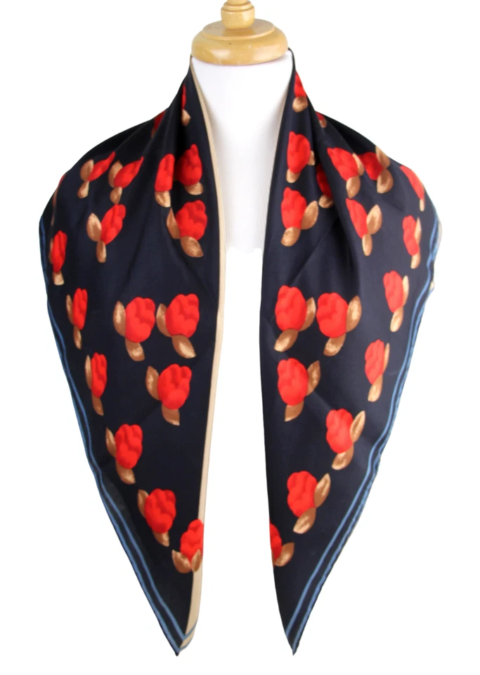 29.5"x30.5" Emanuel Ungaro AZUL BEIGE ESTAMPADO FLORAL SEDA BUFANDA CHAL ENVOLTURA (G89 Foto 4 de 4