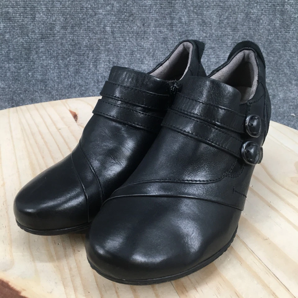 Earth Boots Mujer 7 M Calgary Toronto Botines Tacones Bloque Cuero Negro Foto 4 de 4