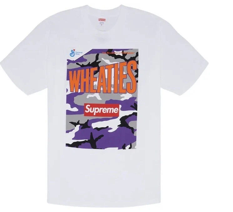 Tee shirt blanc Supreme Wheaties Box logo taille Medium SS22 état neuf authentique